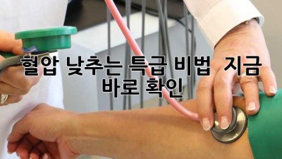 혈압 낮추는 특급 비법 🚨 지금 바로 확인!